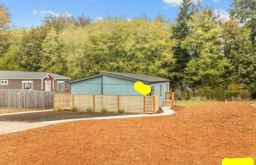 Deck Before After Two photos of a deck. The first photo is weathered and worn and labeled "before", the second photo is clean and refinished, labeled "after."